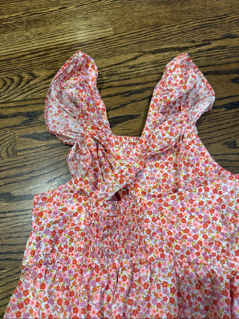 Tea Collection Pink Floral Ruffled-Strap Girls One-Piece - Picture 3 of 4